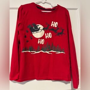 Red Long Sleeve Kids Tee with Santa Design